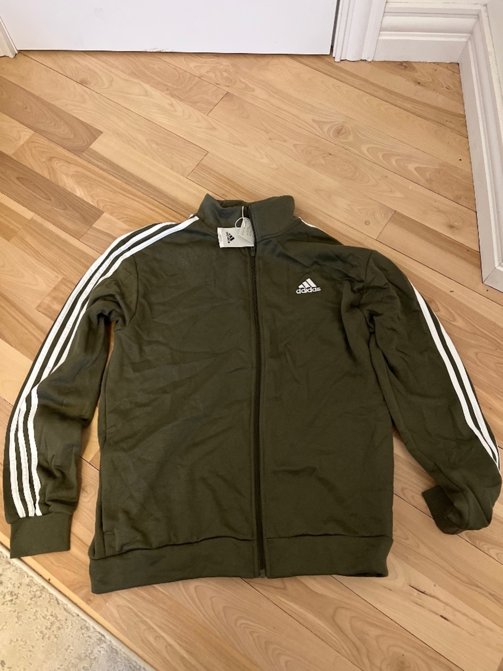adidas Olive Track Jacket with White Stripes